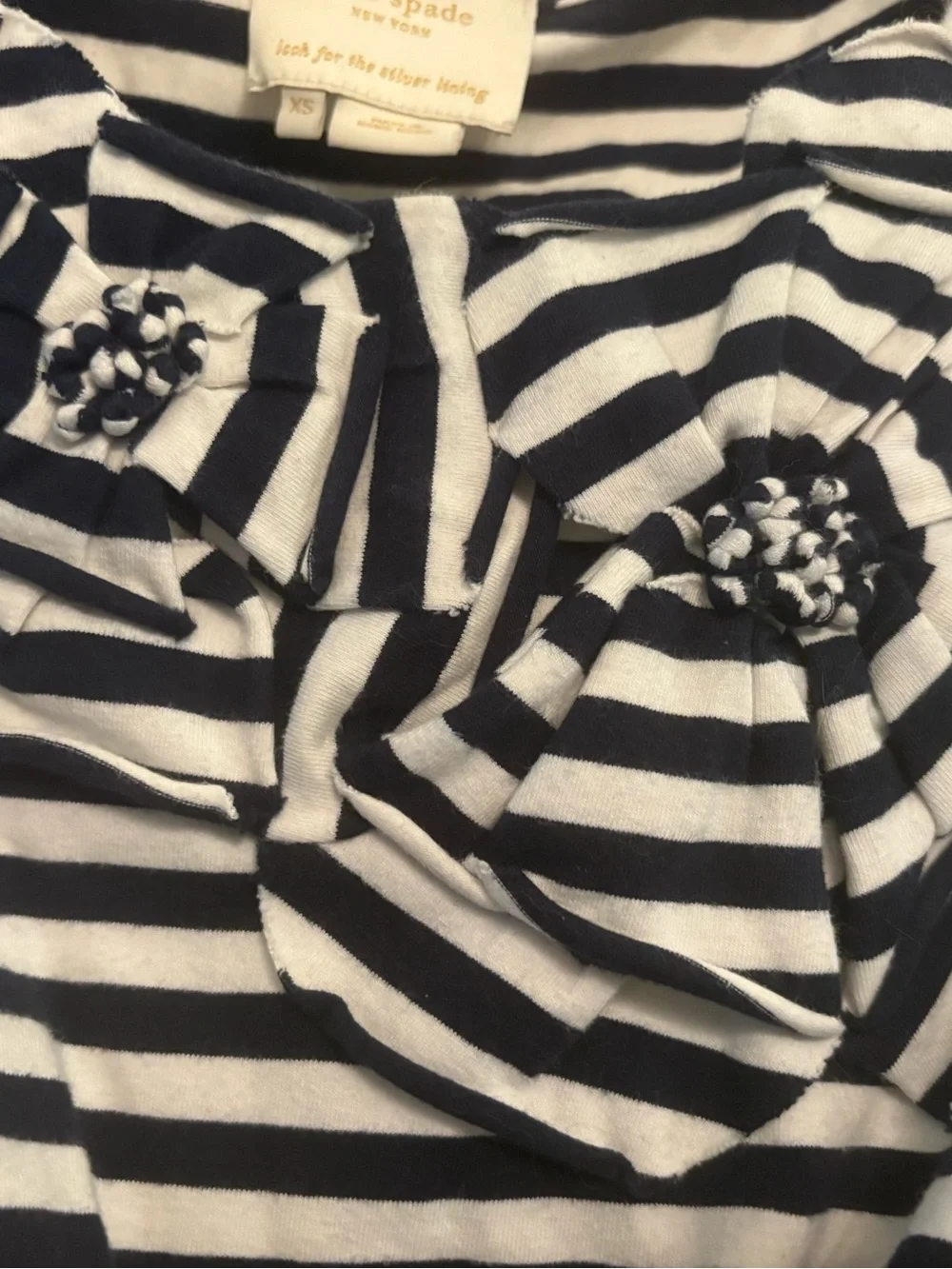 kate spade Black and White Striped Rosette Waist-Tie Mini Dress